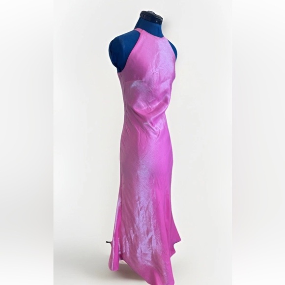Cache Dresses & Skirts - vintage 90s Y2K cache pink shiny maxi dress tie knot Size 4 *Flaws